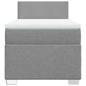 Κρεβάτι Boxspring με Στρώμα Ανοιχτό Γκρι 90x200 εκ. Υφασμάτινο - Pakobazaar