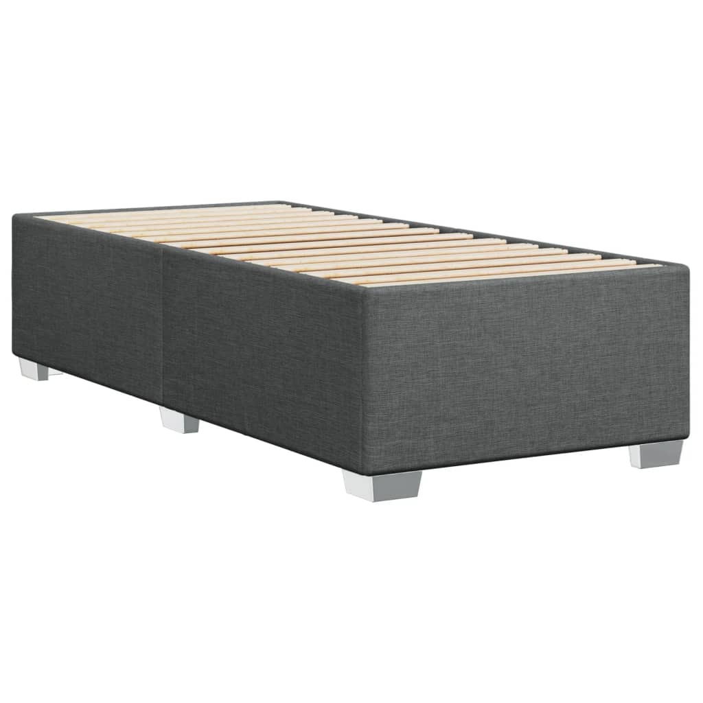 Κρεβάτι Boxspring με Στρώμα Σκούρο Γκρι 90x200 εκ. Υφασμάτινο - Pakobazaar