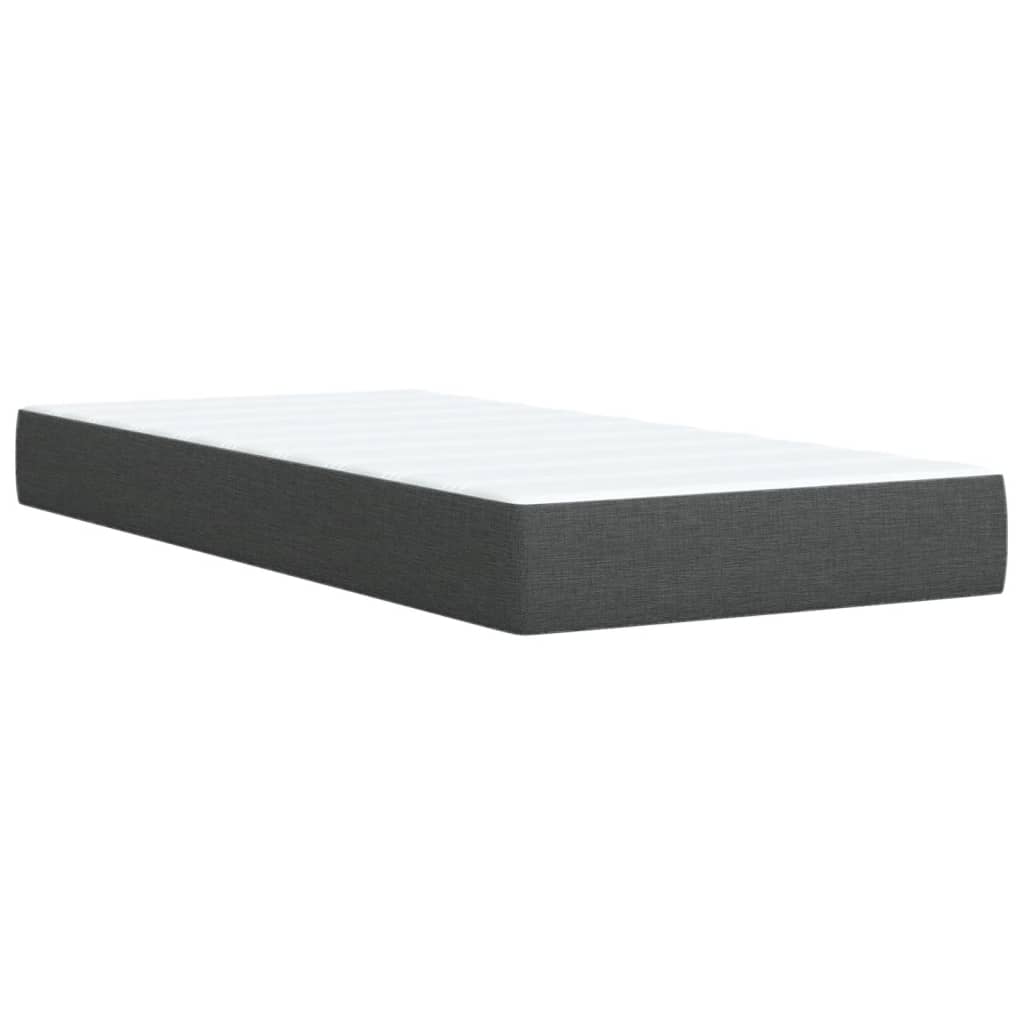 Κρεβάτι Boxspring με Στρώμα Σκούρο Γκρι 90x200 εκ. Υφασμάτινο - Pakobazaar