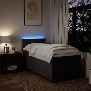 Κρεβάτι Boxspring με Στρώμα Σκούρο Καφέ 90x200 εκ. Υφασμάτινο