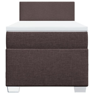 Κρεβάτι Boxspring με Στρώμα Σκούρο Καφέ 90x200 εκ. Υφασμάτινο