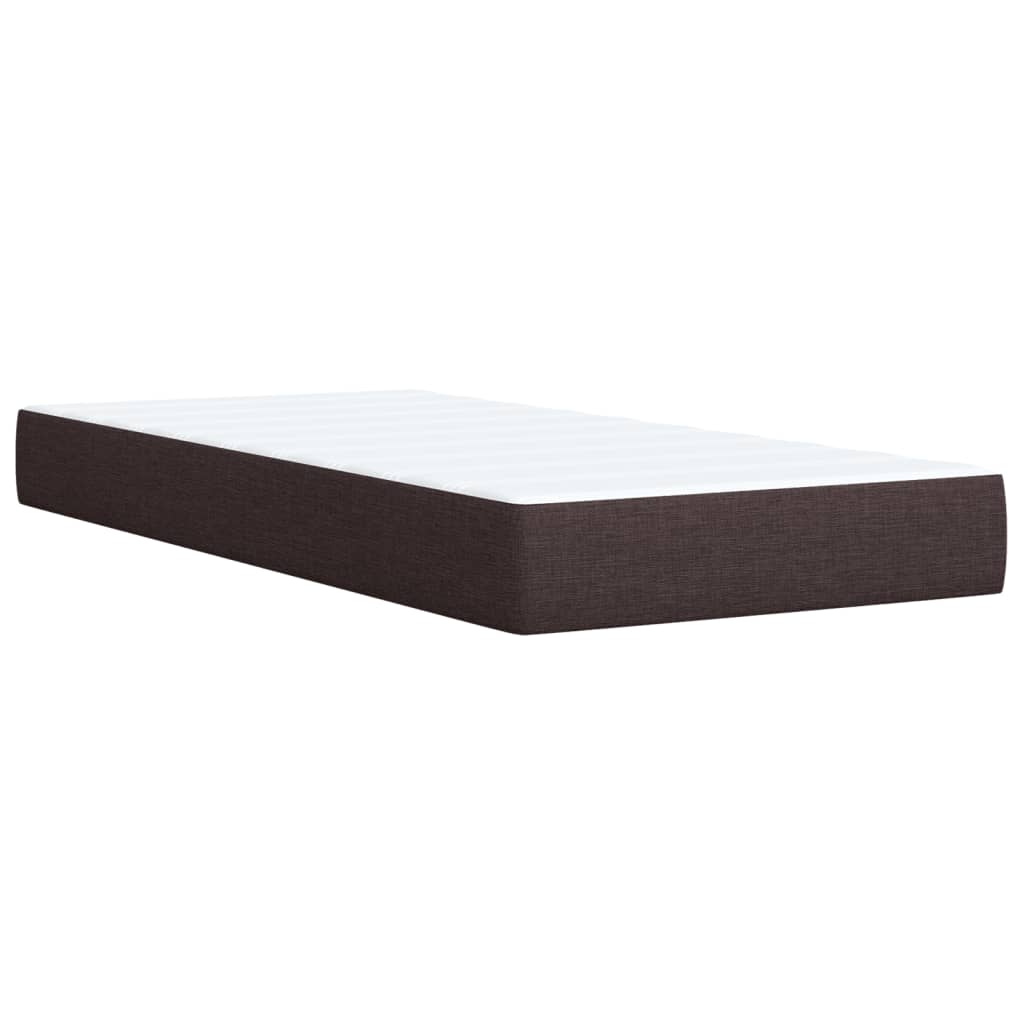 Κρεβάτι Boxspring με Στρώμα Σκούρο Καφέ 90x200 εκ. Υφασμάτινο