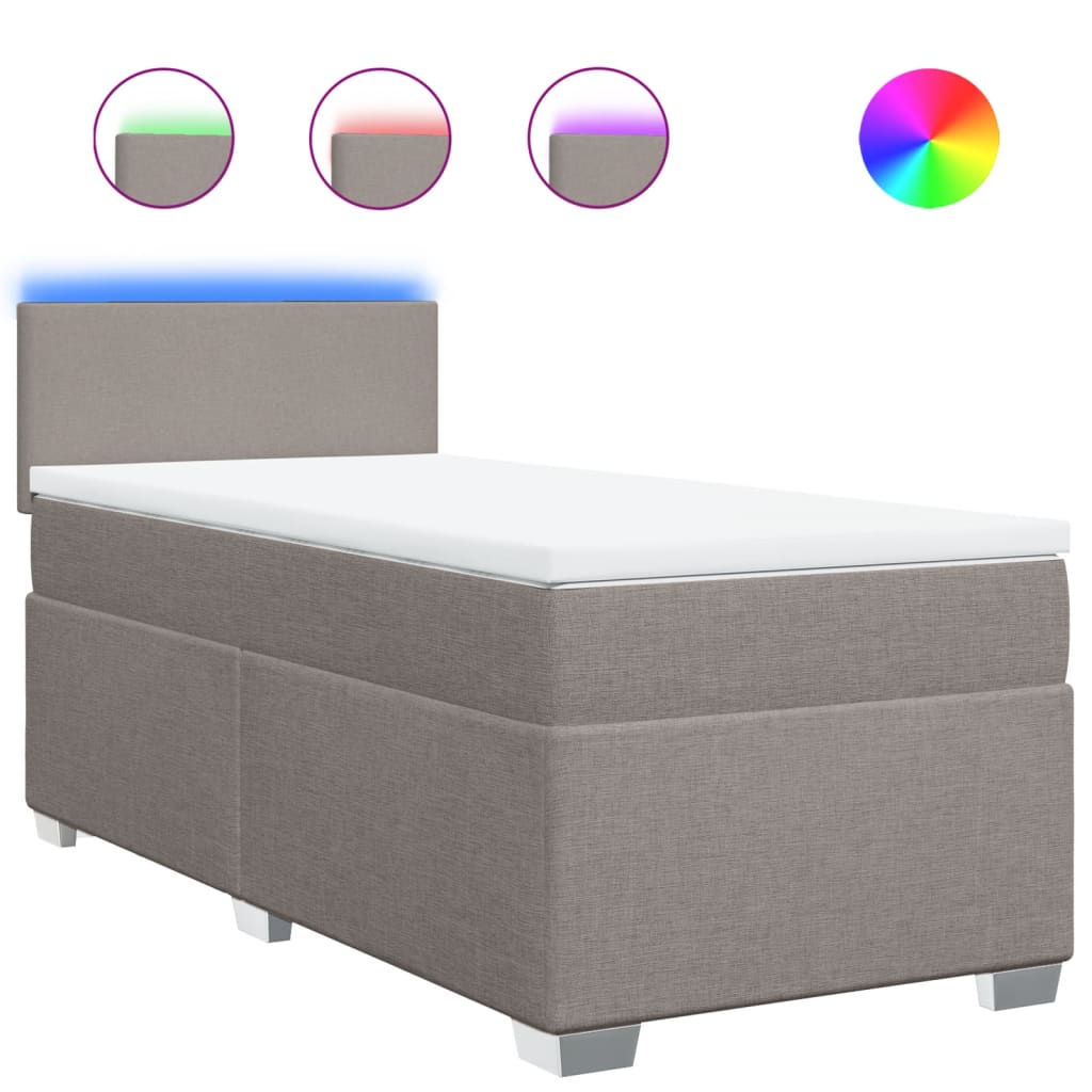 Κρεβάτι Boxspring με Στρώμα Taupe 90x200 εκ. Υφασμάτινο - Pakobazaar