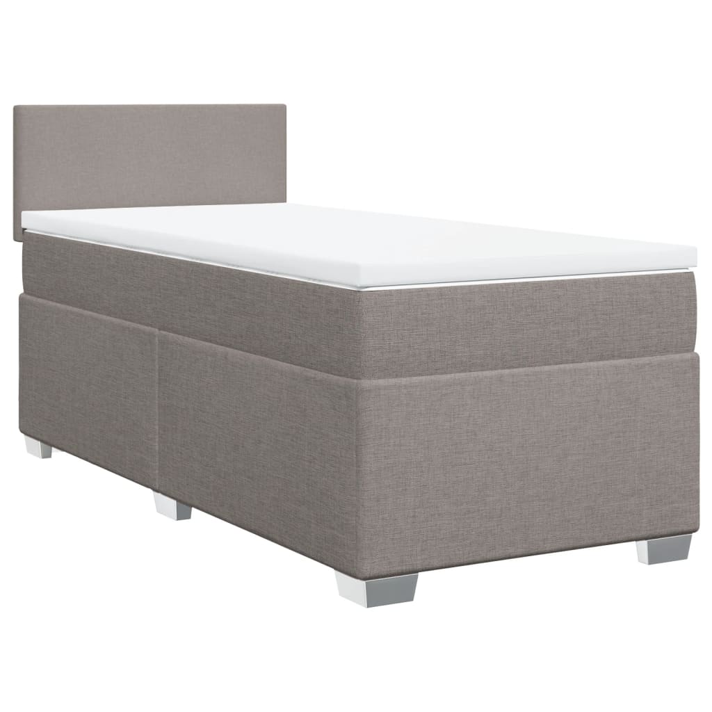Κρεβάτι Boxspring με Στρώμα Taupe 90x200 εκ. Υφασμάτινο - Pakobazaar
