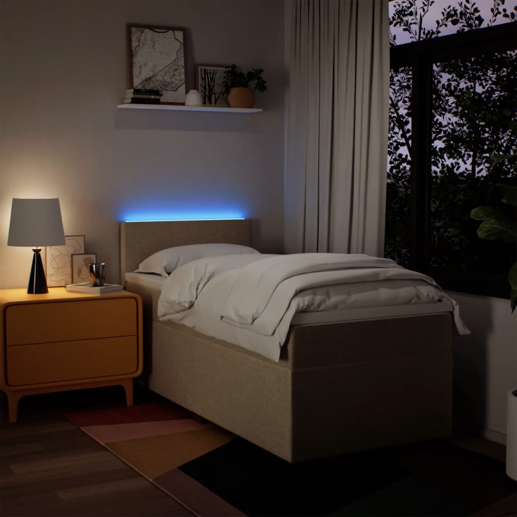 Κρεβάτι Boxspring με Στρώμα Κρεμ 90x200 εκ.Υφασμάτινο