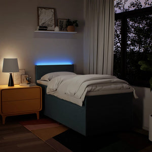 Κρεβάτι Boxspring με Στρώμα Μπλε 90x200 εκ.Υφασμάτινο - Pakobazaar