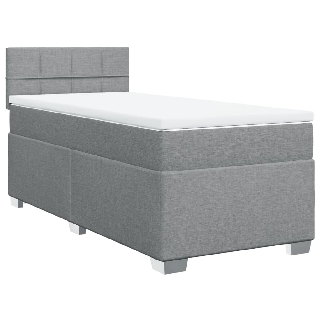 Κρεβάτι Boxspring με Στρώμα Ανοιχτό Γκρι 90x200 εκ. Υφασμάτινο - Pakobazaar