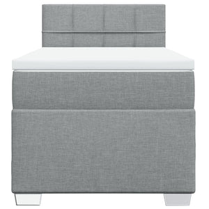 Κρεβάτι Boxspring με Στρώμα Ανοιχτό Γκρι 90x200 εκ. Υφασμάτινο - Pakobazaar