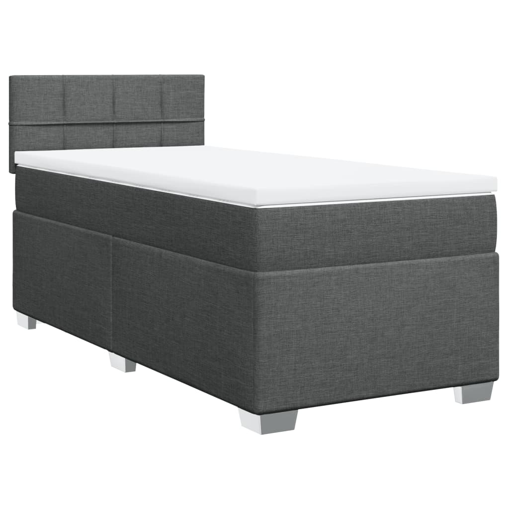 Κρεβάτι Boxspring με Στρώμα Σκούρο Γκρι 90x200 εκ. Υφασμάτινο - Pakobazaar