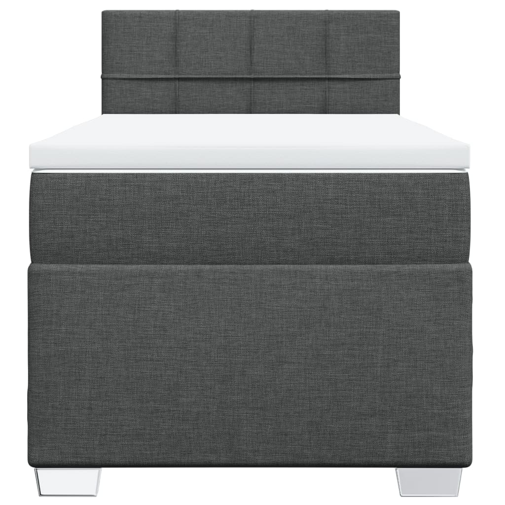 Κρεβάτι Boxspring με Στρώμα Σκούρο Γκρι 90x200 εκ. Υφασμάτινο - Pakobazaar
