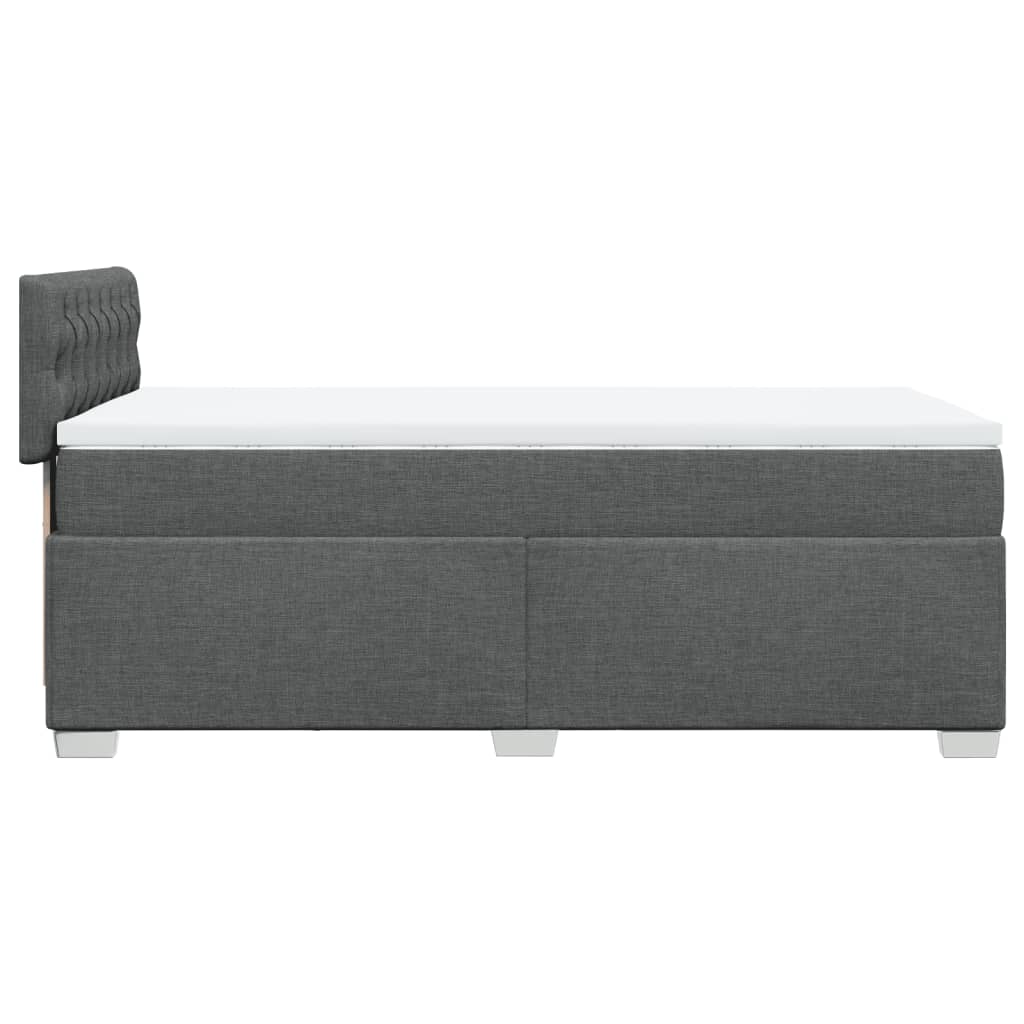 Κρεβάτι Boxspring με Στρώμα Σκούρο Γκρι 90x200 εκ. Υφασμάτινο