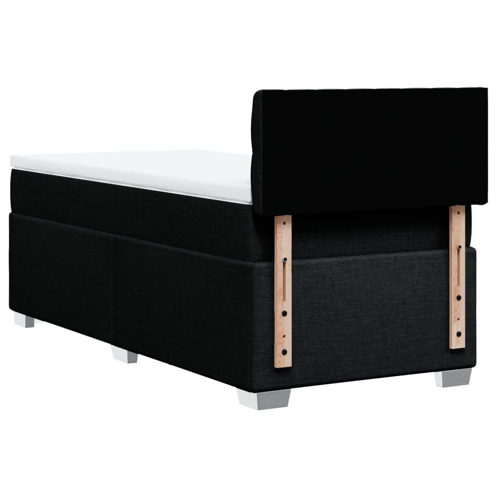 Κρεβάτι Boxspring με Στρώμα Μαύρο 90x200 εκ. Υφασμάτινο - Pakobazaar