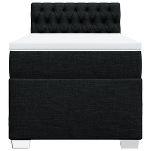 Κρεβάτι Boxspring με Στρώμα Μαύρο 90x200 εκ. Υφασμάτινο - Pakobazaar