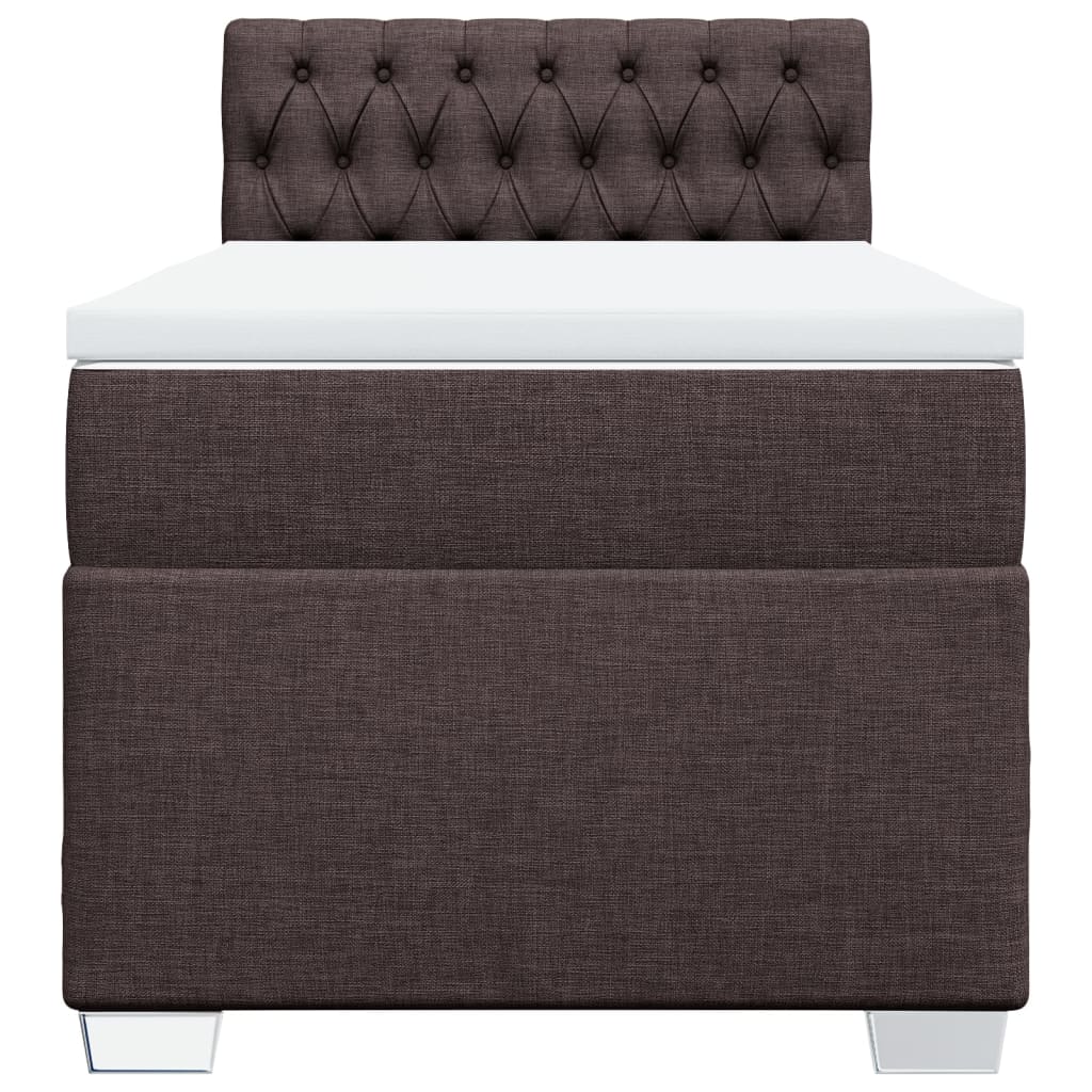 Κρεβάτι Boxspring με Στρώμα Σκούρο Καφέ 90x200 εκ. Υφασμάτινο - Pakobazaar