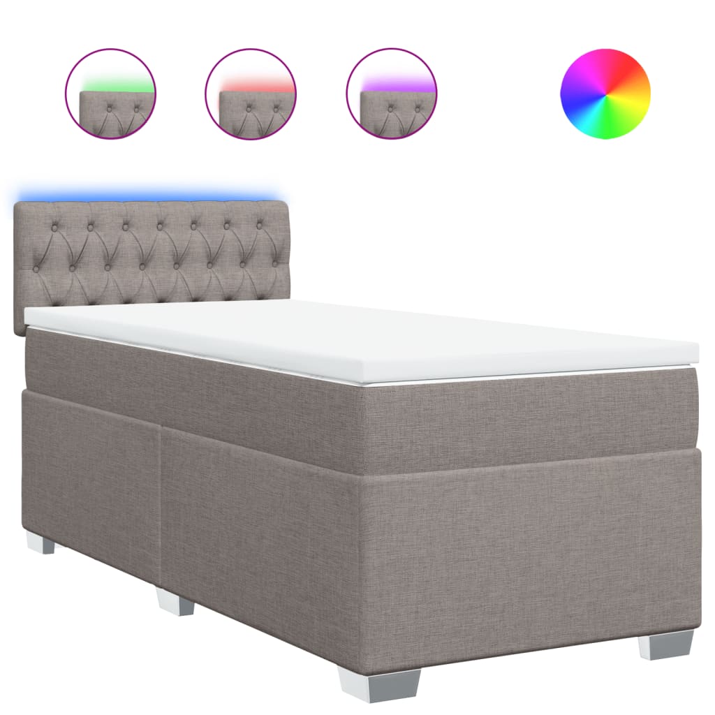 Κρεβάτι Boxspring με Στρώμα Taupe 90x200 εκ. Υφασμάτινο - Pakobazaar