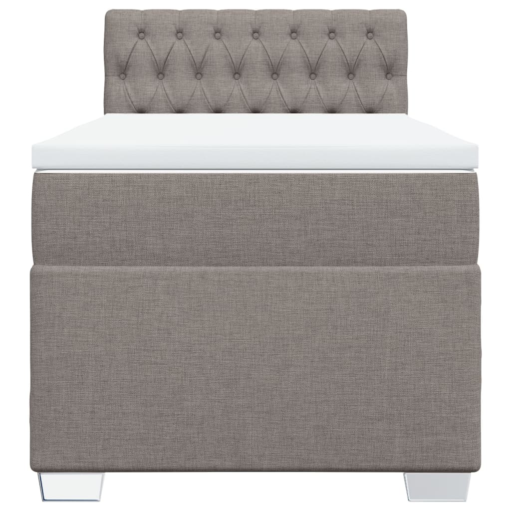 Κρεβάτι Boxspring με Στρώμα Taupe 90x200 εκ. Υφασμάτινο - Pakobazaar