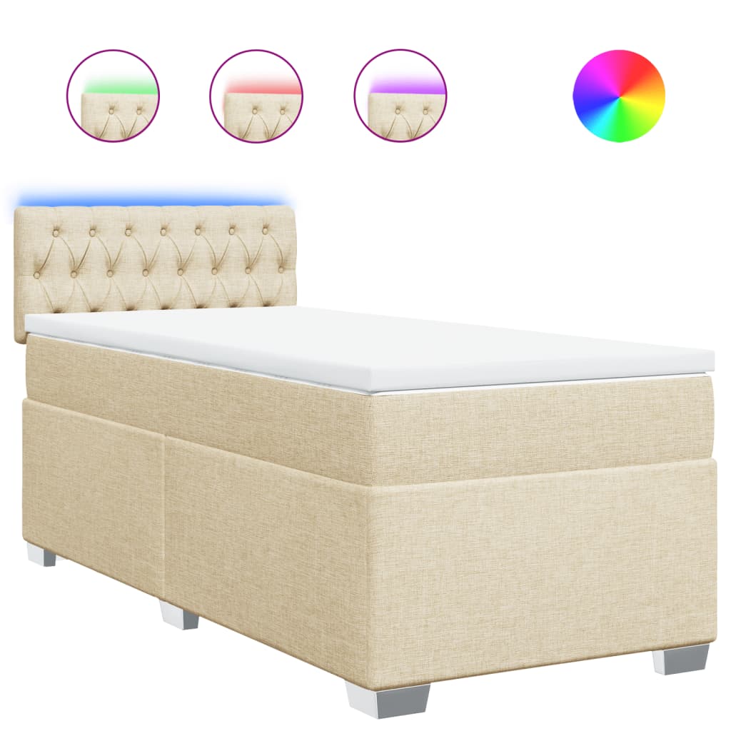 Κρεβάτι Boxspring με Στρώμα Κρεμ 90x200 εκ.Υφασμάτινο