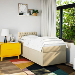 Κρεβάτι Boxspring με Στρώμα Κρεμ 90x200 εκ.Υφασμάτινο