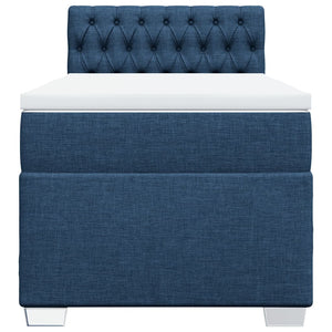 Κρεβάτι Boxspring με Στρώμα Μπλε 90x200 εκ.Υφασμάτινο - Pakobazaar