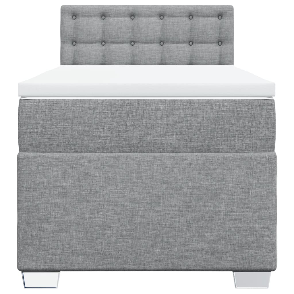 Κρεβάτι Boxspring με Στρώμα Ανοιχτό Γκρι 90x200 εκ. Υφασμάτινο - Pakobazaar