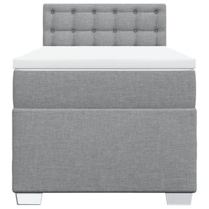 Κρεβάτι Boxspring με Στρώμα Ανοιχτό Γκρι 90x200 εκ. Υφασμάτινο - Pakobazaar