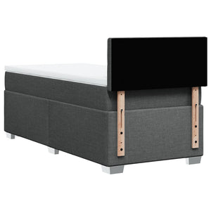 Κρεβάτι Boxspring με Στρώμα Σκούρο Γκρι 90x200 εκ. Υφασμάτινο - Pakobazaar