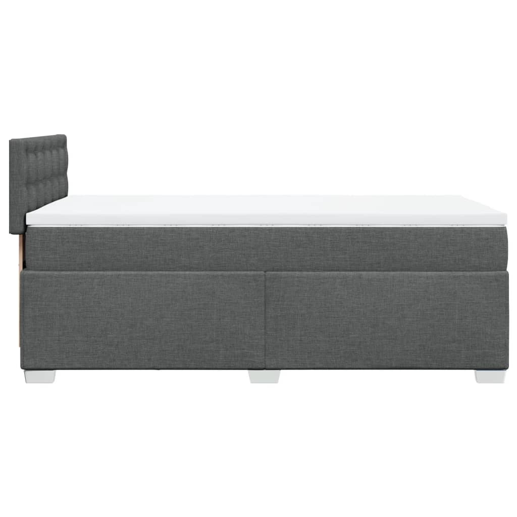 Κρεβάτι Boxspring με Στρώμα Σκούρο Γκρι 90x200 εκ. Υφασμάτινο - Pakobazaar