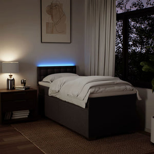 Κρεβάτι Boxspring με Στρώμα Σκούρο Καφέ 90x200 εκ. Υφασμάτινο