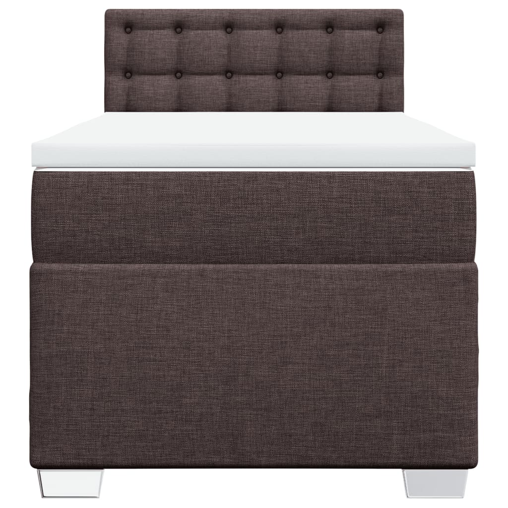 Κρεβάτι Boxspring με Στρώμα Σκούρο Καφέ 90x200 εκ. Υφασμάτινο
