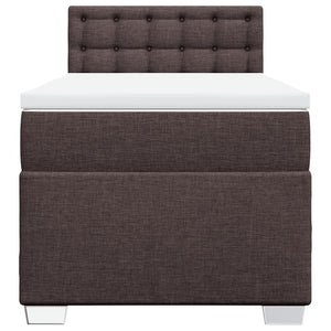 Κρεβάτι Boxspring με Στρώμα Σκούρο Καφέ 90x200 εκ. Υφασμάτινο