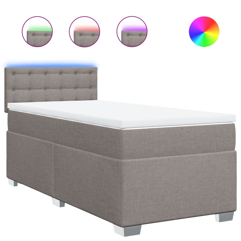Κρεβάτι Boxspring με Στρώμα Taupe 90x200 εκ. Υφασμάτινο - Pakobazaar