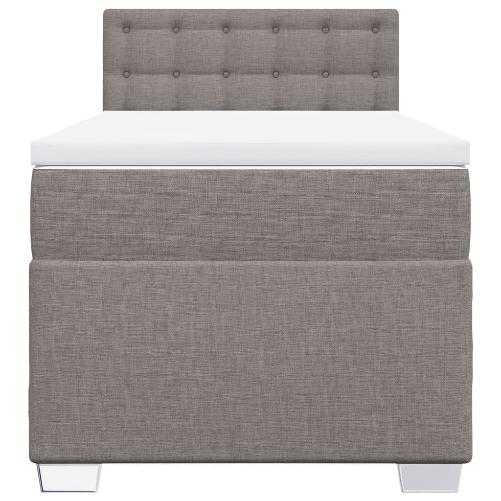 Κρεβάτι Boxspring με Στρώμα Taupe 90x200 εκ. Υφασμάτινο - Pakobazaar