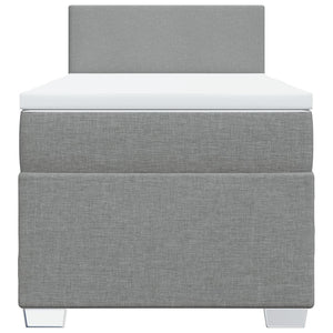 Κρεβάτι Boxspring με Στρώμα Ανοιχτό Γκρι 100x200 εκ. Υφασμάτινο