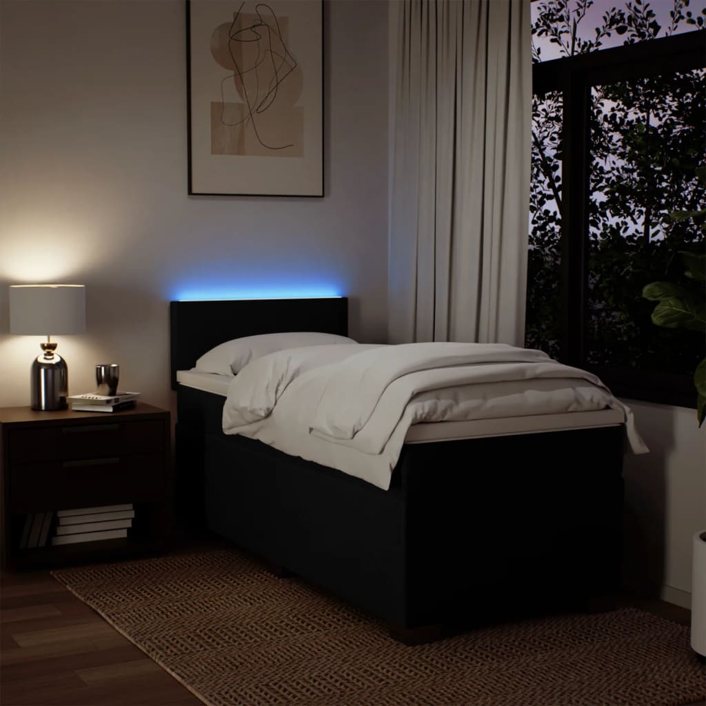 Κρεβάτι Boxspring με Στρώμα Μαύρο 100 x 200 εκ. Υφασμάτινο - Pakobazaar