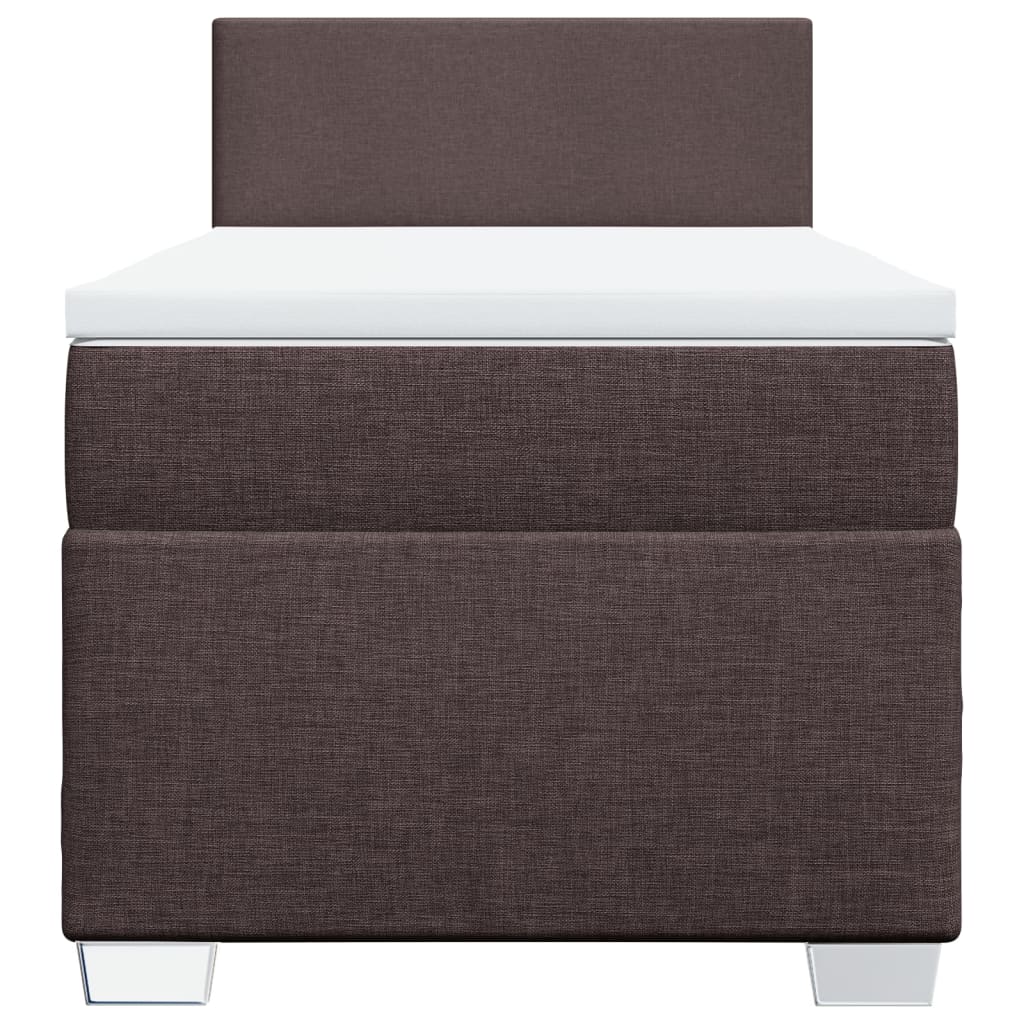 Κρεβάτι Boxspring με Στρώμα Σκούρο Καφέ 100x200 εκ. Υφασμάτινο