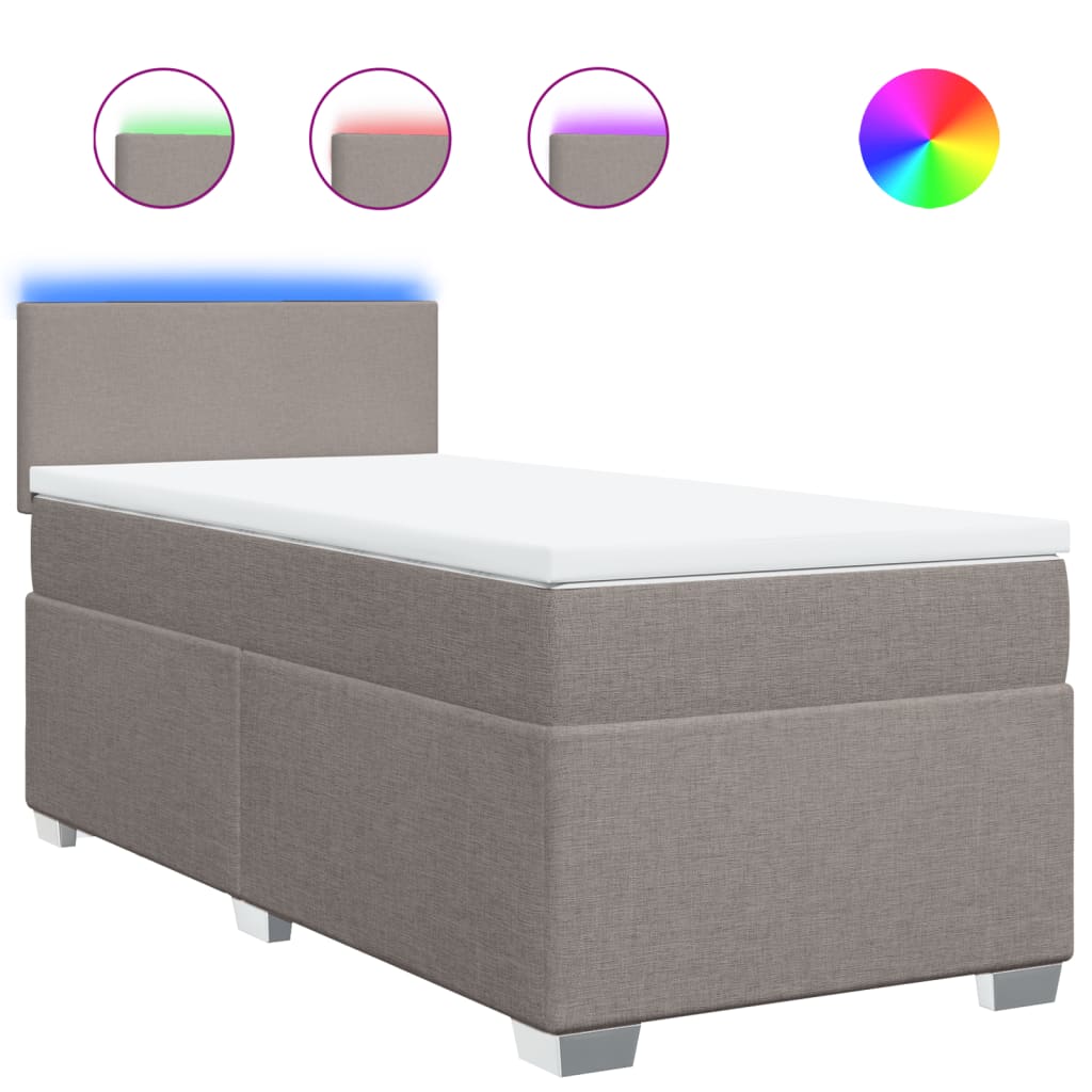 Κρεβάτι Boxspring με Στρώμα Taupe 100 x 200 εκ. Υφασμάτινο