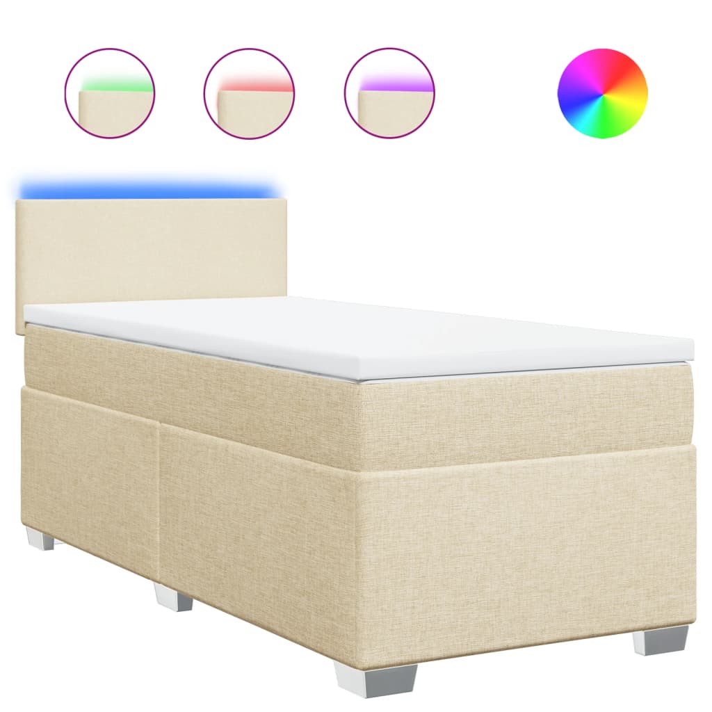 Κρεβάτι Boxspring με Στρώμα Κρεμ 100 x 200 εκ. Υφασμάτινο