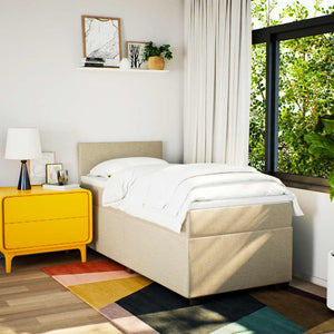 Κρεβάτι Boxspring με Στρώμα Κρεμ 100 x 200 εκ. Υφασμάτινο