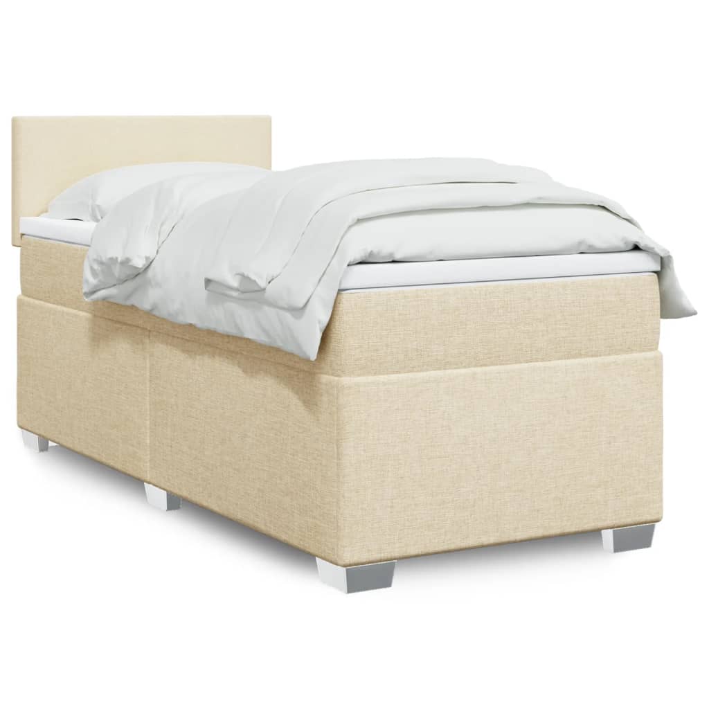 Κρεβάτι Boxspring με Στρώμα Κρεμ 100 x 200 εκ. Υφασμάτινο