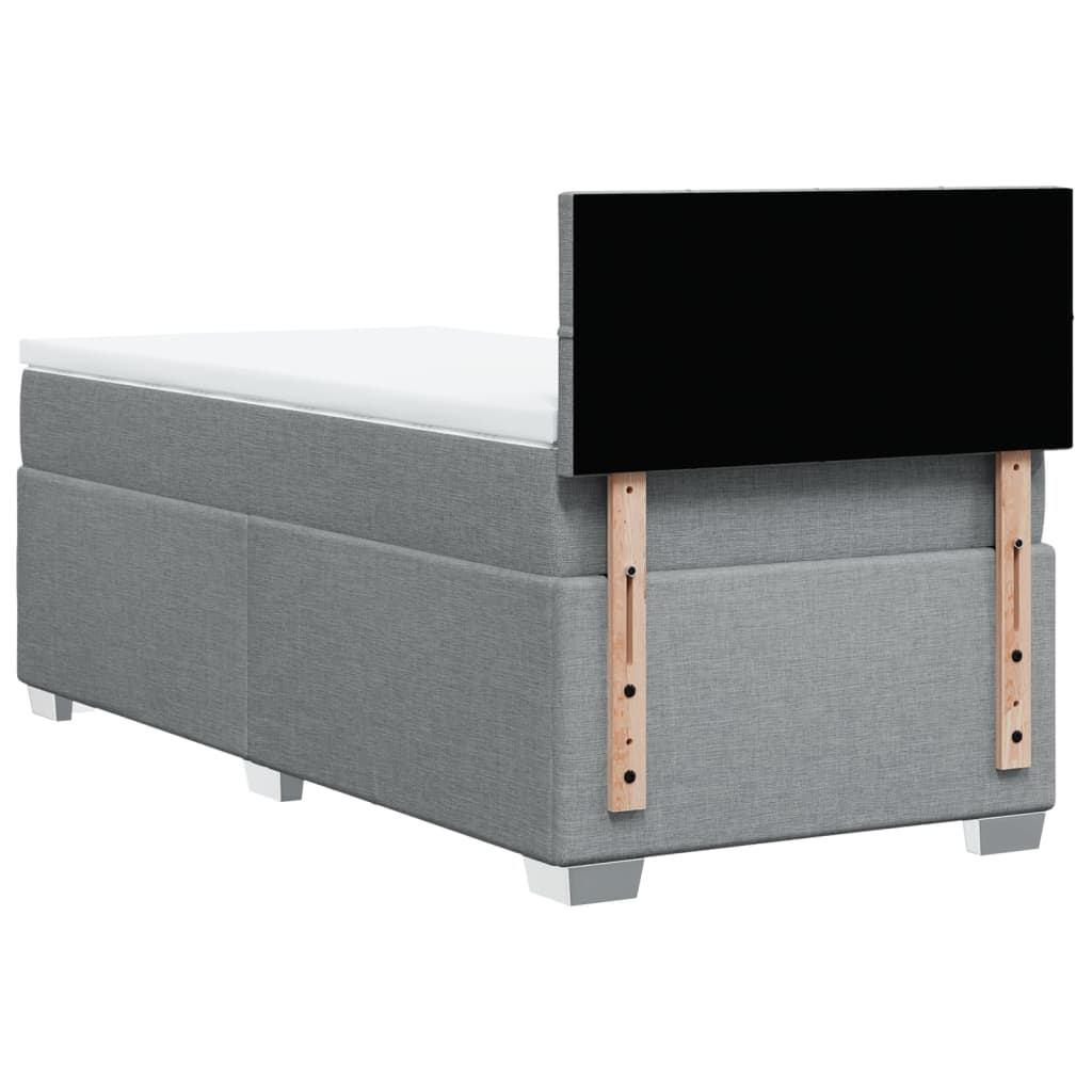 Κρεβάτι Boxspring με Στρώμα Ανοιχτό Γκρι 100x200 εκ. Υφασμάτινο