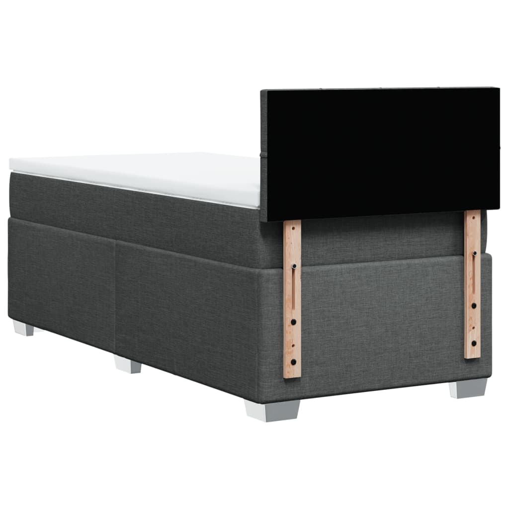 Κρεβάτι Boxspring με Στρώμα Σκούρο Γκρι 100x200 εκ. Υφασμάτινο - Pakobazaar