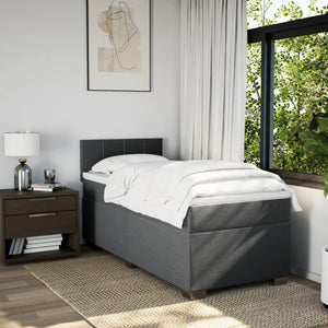 Κρεβάτι Boxspring με Στρώμα Σκούρο Γκρι 100x200 εκ. Υφασμάτινο - Pakobazaar