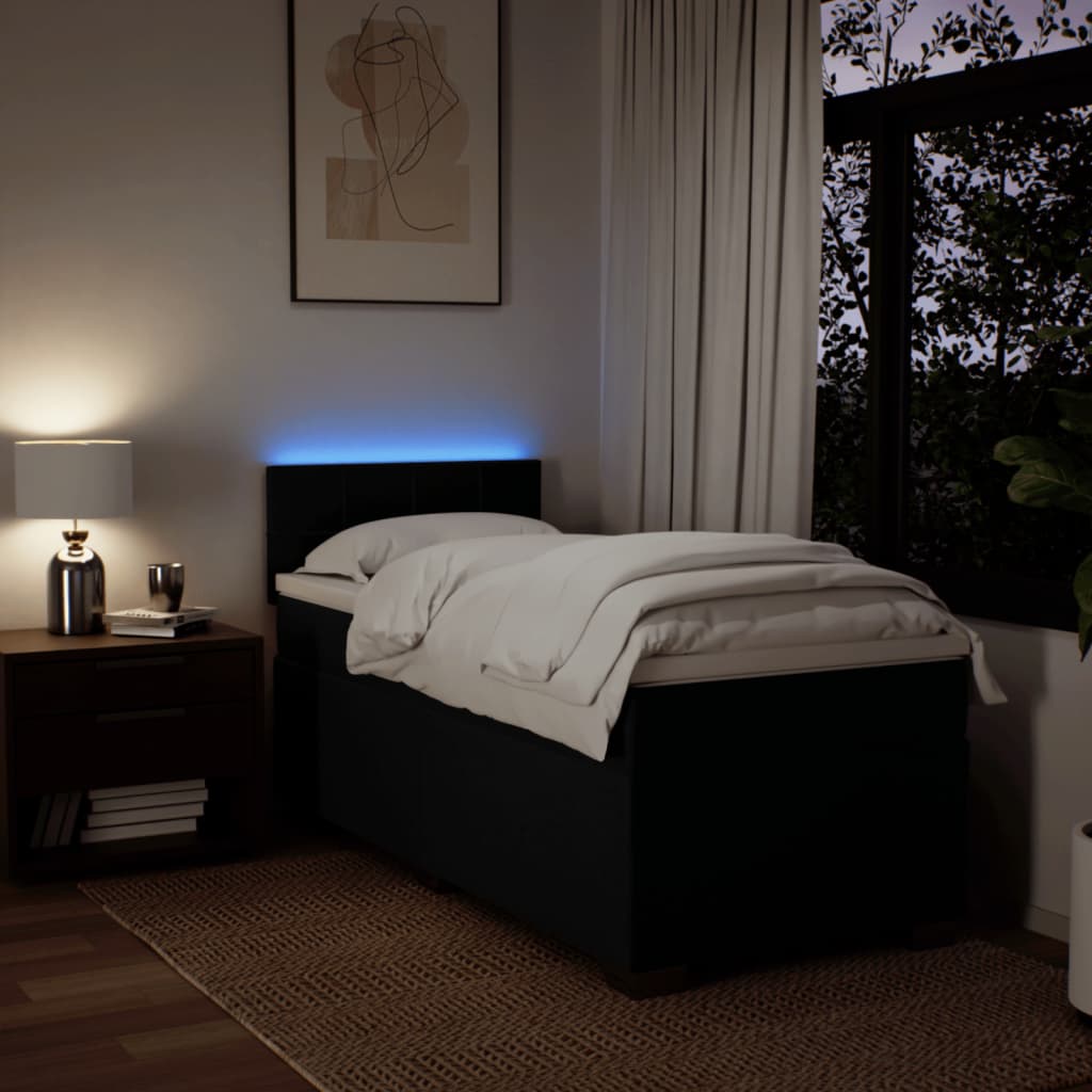 Κρεβάτι Boxspring με Στρώμα Μαύρο 100 x 200 εκ. Υφασμάτινο - Pakobazaar