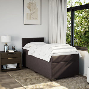 Κρεβάτι Boxspring με Στρώμα Σκούρο Καφέ 100x200 εκ. Υφασμάτινο