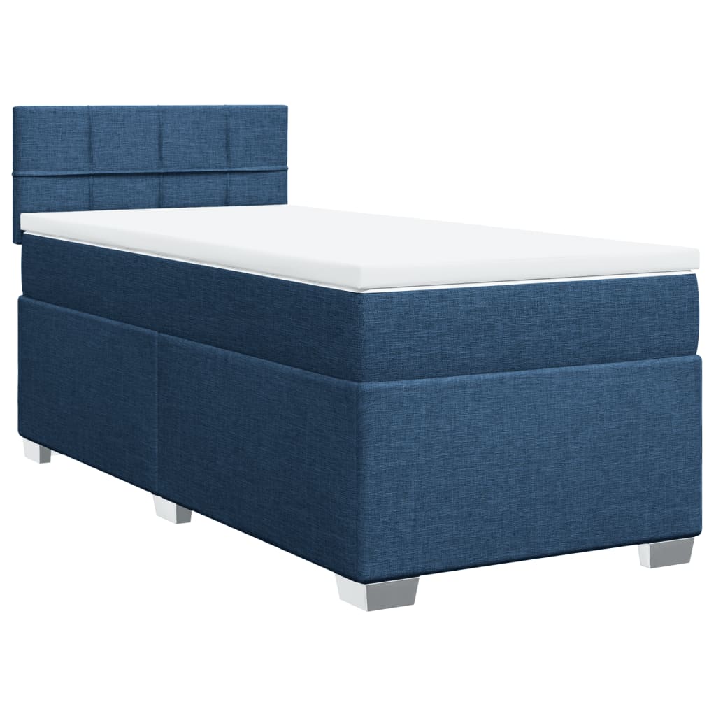 Κρεβάτι Boxspring με Στρώμα Μπλε 100 x 200 εκ. Υφασμάτινο