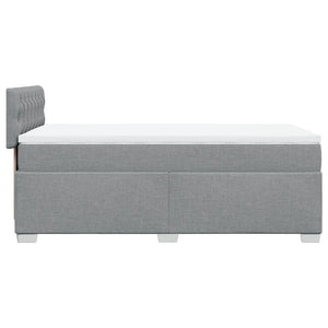 Κρεβάτι Boxspring με Στρώμα Ανοιχτό Γκρι 100x200 εκ. Υφασμάτινο