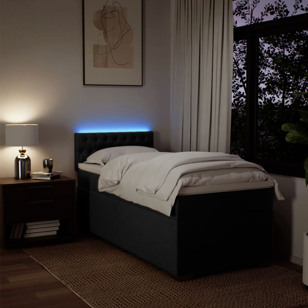 Κρεβάτι Boxspring με Στρώμα Μαύρο 100 x 200 εκ. Υφασμάτινο - Pakobazaar