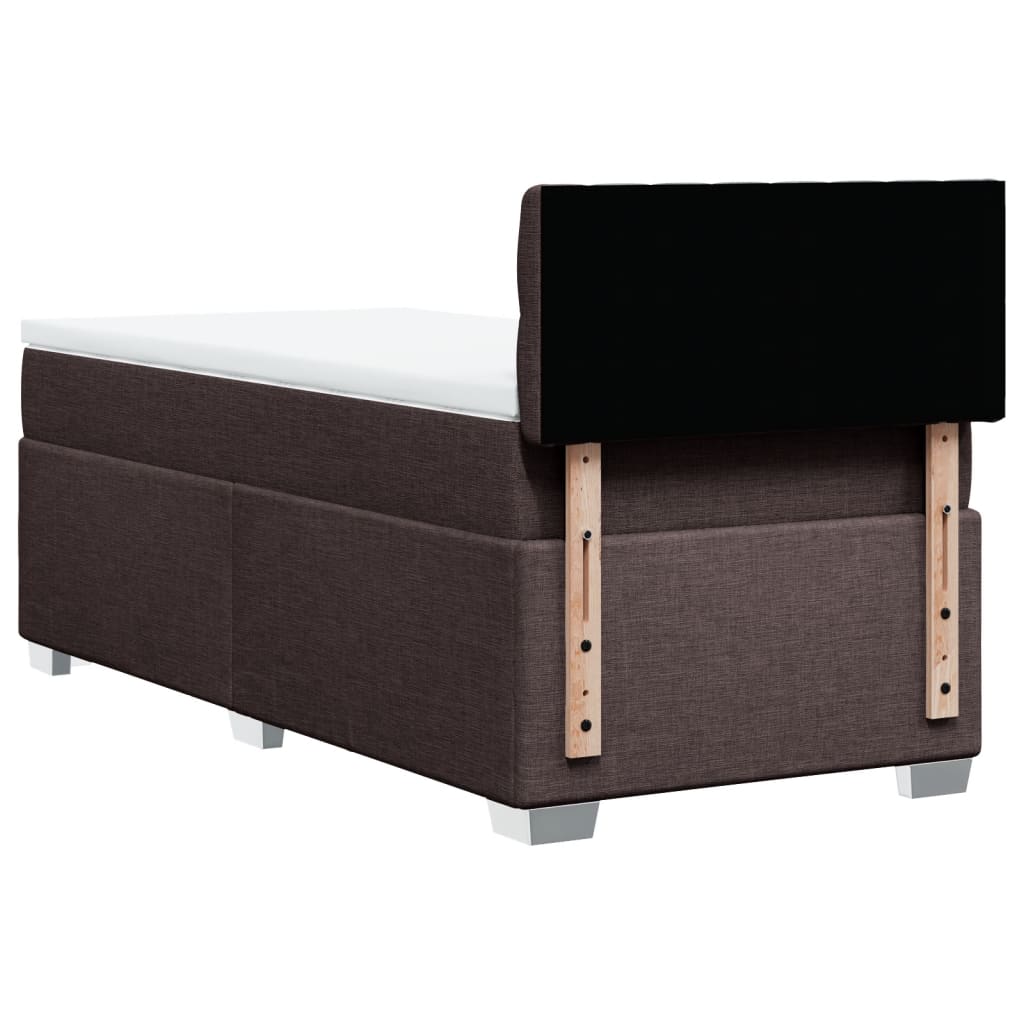 Κρεβάτι Boxspring με Στρώμα Σκούρο Καφέ 100x200 εκ. Υφασμάτινο