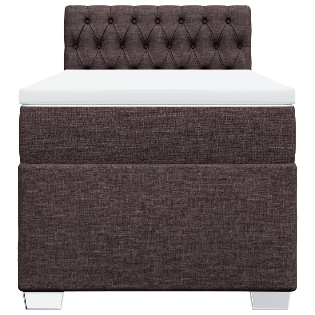 Κρεβάτι Boxspring με Στρώμα Σκούρο Καφέ 100x200 εκ. Υφασμάτινο