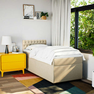 Κρεβάτι Boxspring με Στρώμα Κρεμ 100 x 200 εκ. Υφασμάτινο